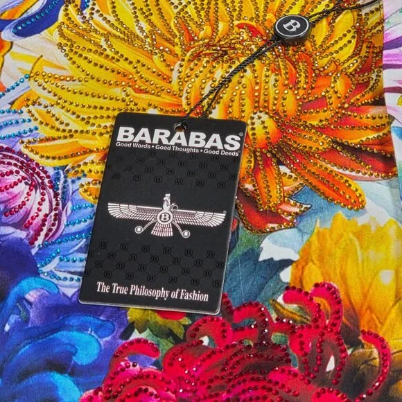 Barabas Mens Vibrant Dragon & Chrysanthemum Long Sleeve Shirt Small Rhinestones - Picture 5 of 10